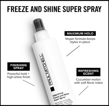 Paul Mitchell Freeze Shine Super Hairspray Maximum Hold Shiny Finish Hairspray For Coarse Hair