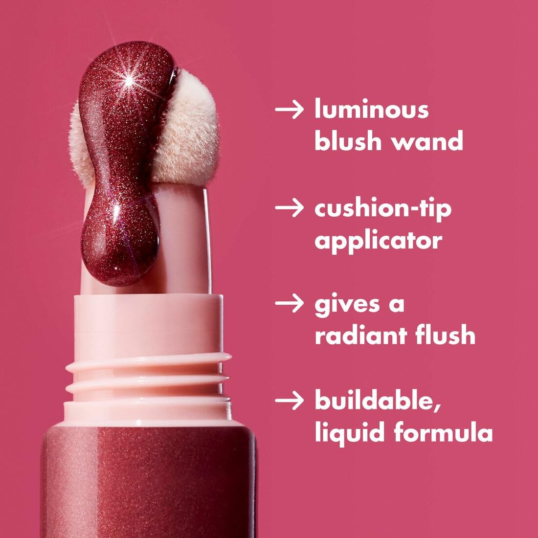 e l f Halo Glow Blush Beauty Wand Liquid Radiant Blush with Squalane Cushion Tip Cream Blush For Luminous Buildable Color Vegan Cruelty Free Cheek Makeup Candlelit