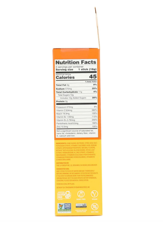 Liquid I.V. Hydration Multiplier Immune Support Tangerine 3 Pack (9 Sticks Total)