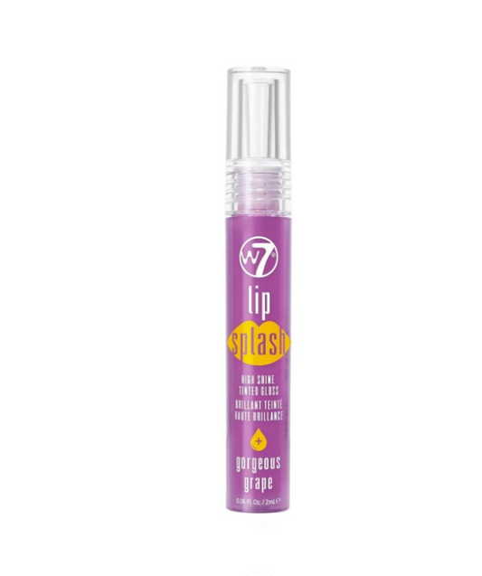 W7 Lip Splash High Shine Tinted Lip Gloss - Gorgeous Grape - 2ml Purple New