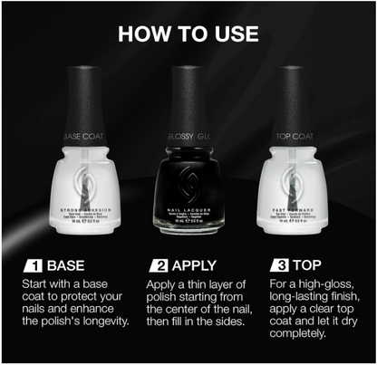 China Glaze CG Nail Lacquer Liquid Leather Jet Black Nail Polish Quick Dry Chip Resistant High Gloss Finish for Salon DIY Manicure 0 5 fl oz