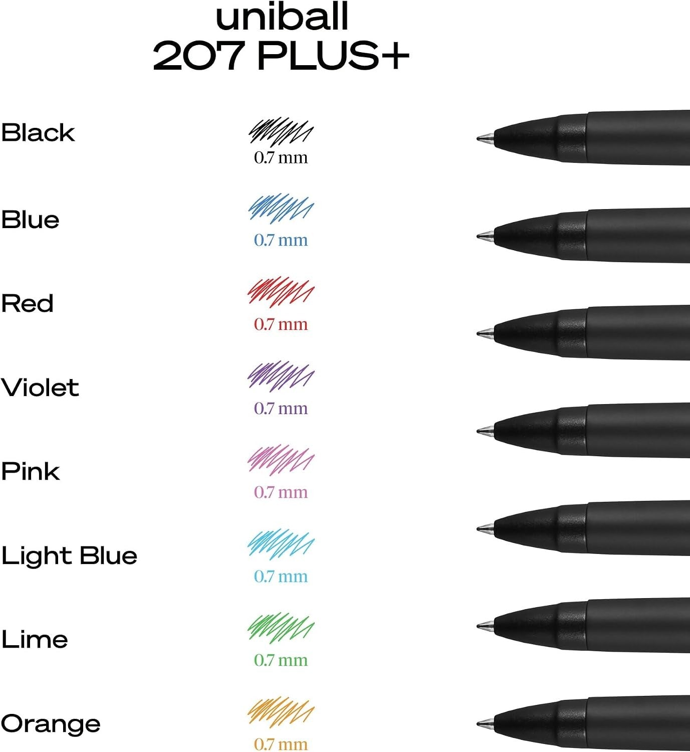 uniball 207 PLUS+ Retractable Gel Pen, Medium Point (0.7mm), Blue, 2 Pack
