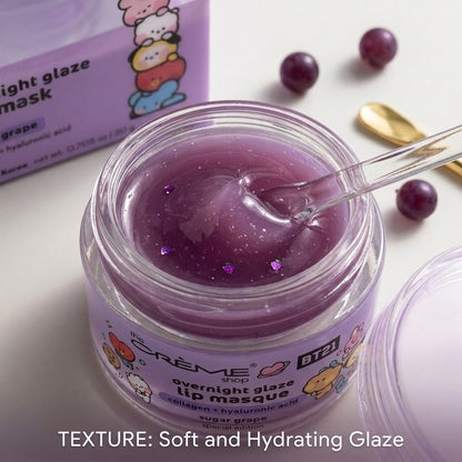 The Crème Shop BT21 Sugar Grape Overnight Glaze Lip Masque Collagen HA 20g