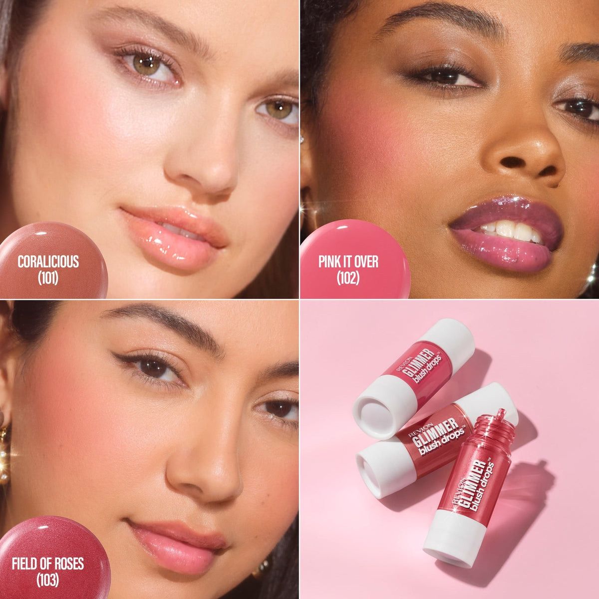 Revlon Glimmer Blush Drops, Liquid Cheek Blush, 102 Pink It Over, 0.32 fl oz