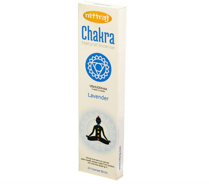Natural Chakras Incense Sticks Slow Burning 1hr. 2 Pack Throat Chakra - Lavender