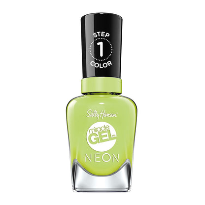 Sally Hansen Miracle Gel Neons Salon Quality Nail Polish Gel Like Formula Two Step System No UV Light Needed Long Lasting Opaque 52 Electri lime Neon Green Nail Polish