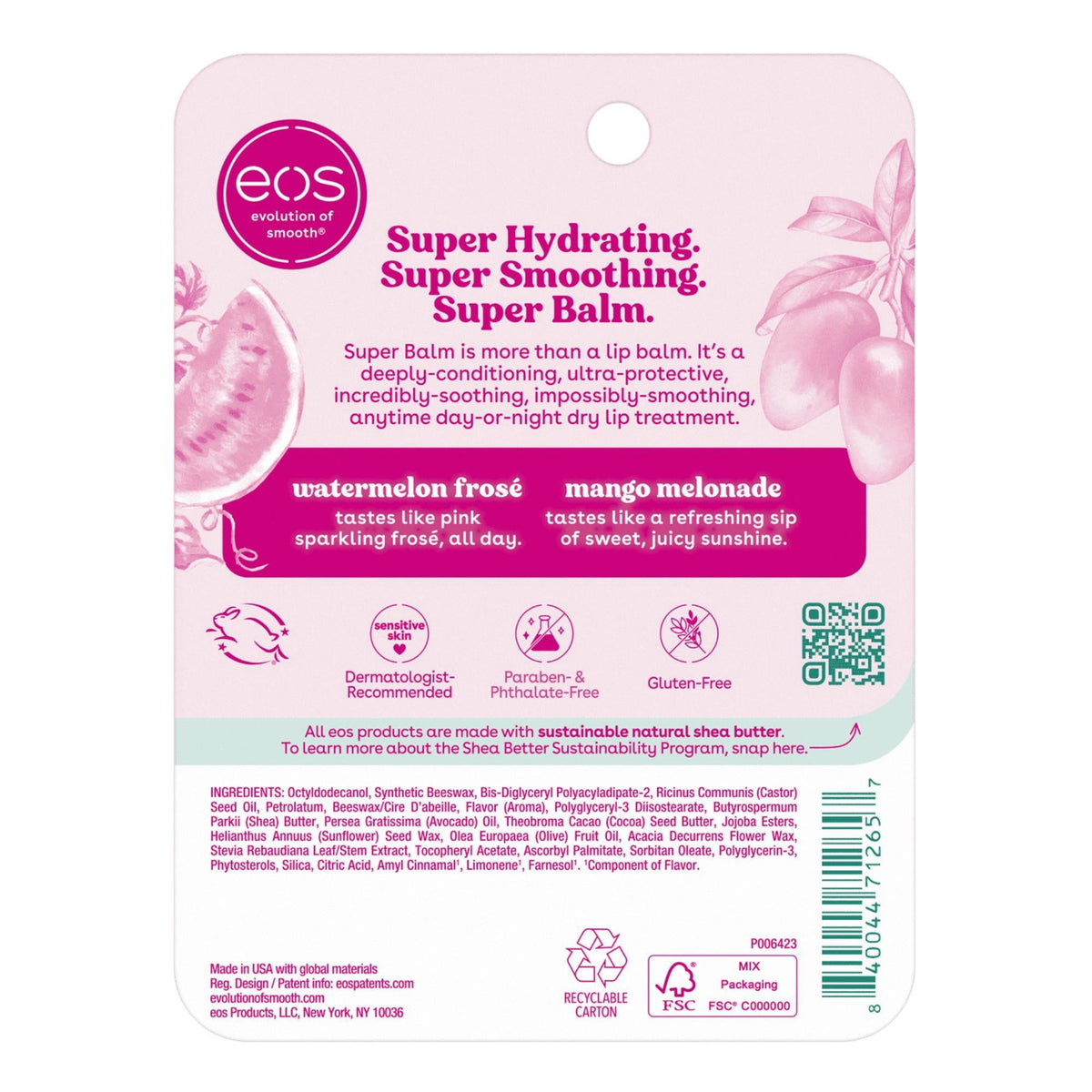 eos 24HR Moisture Super Balm- Watermelon Frose & Mango Melonade, 2 Count