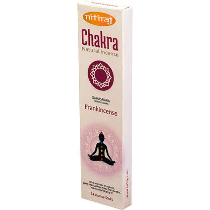 Nitiraj Natural Crown Chakra Frankincense Incense Sticks 1hr Slow Burn 2 Pack