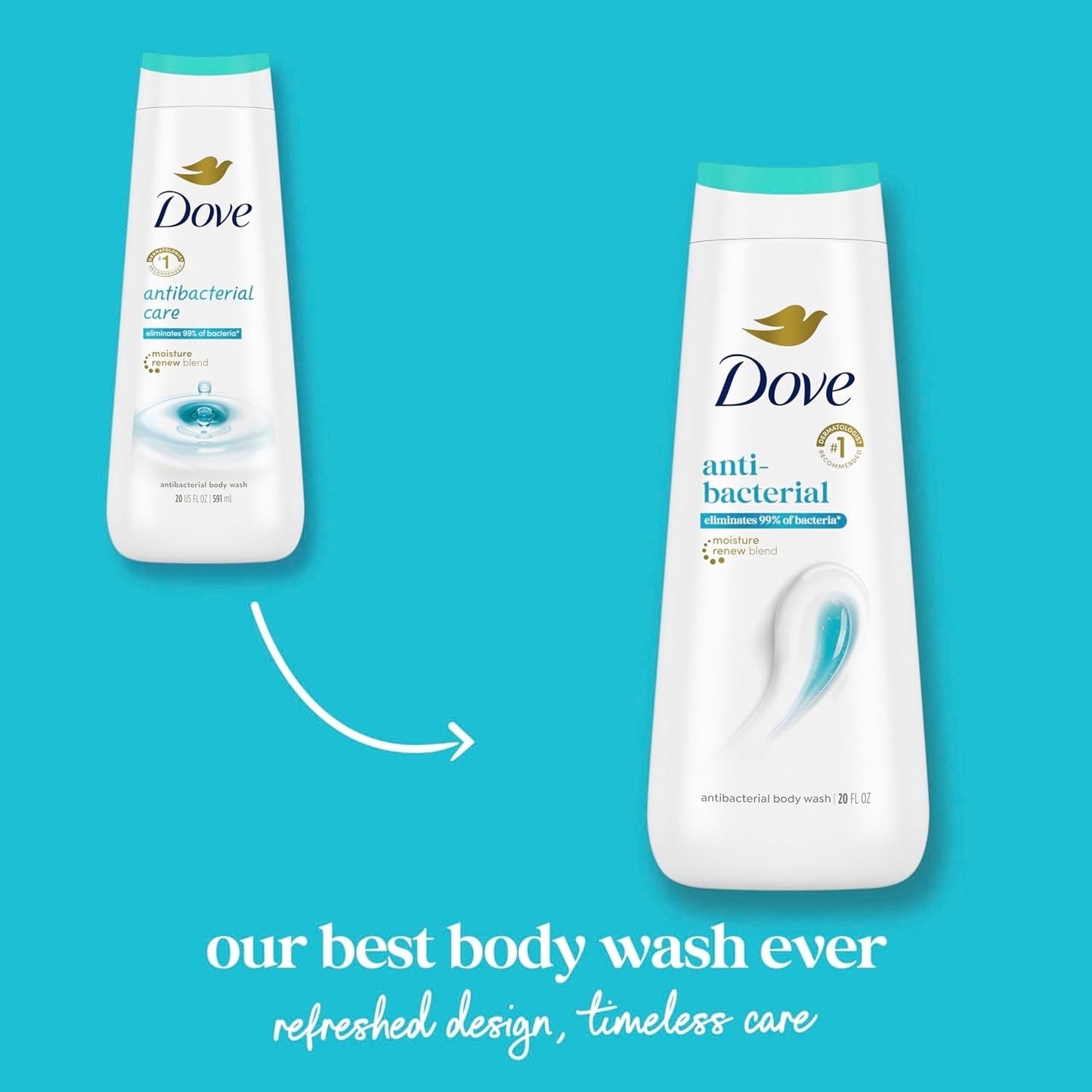 Dove Body Wash Antibacterial For All Skin Types Protects from Dryness 20 oz