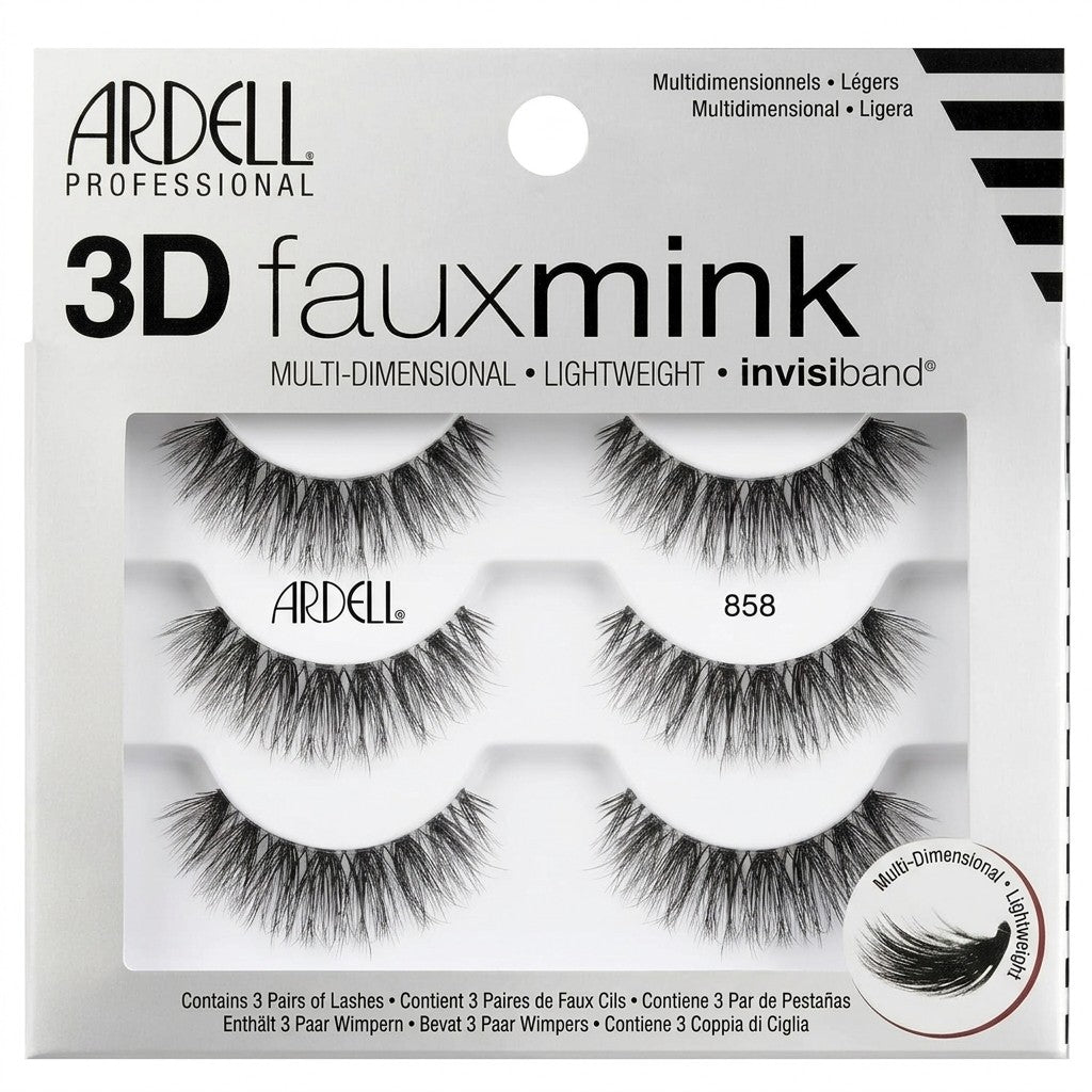Ardell 3D Faux Mink False Eyelashes 858 Dramatic Volume Multipack 3 Pairs