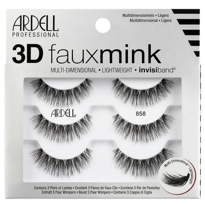 Ardell 3D Faux Mink False Eyelashes 858 Dramatic Volume Multipack 3 Pairs