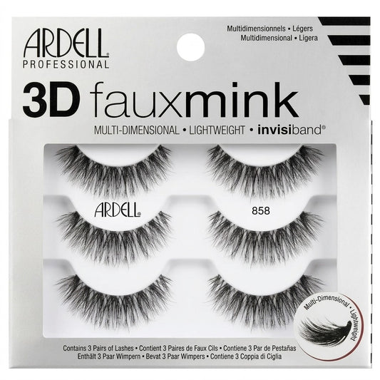 Ardell 3D Faux Mink False Eyelashes 858 Dramatic Volume Multipack 3 Pairs