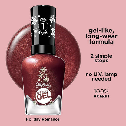 Sally Hansen Miracle Gel Holiday Romance Long Lasting Gel Like Formula No UV Lamp Needed Opaque Shimmery Red Nail Polish