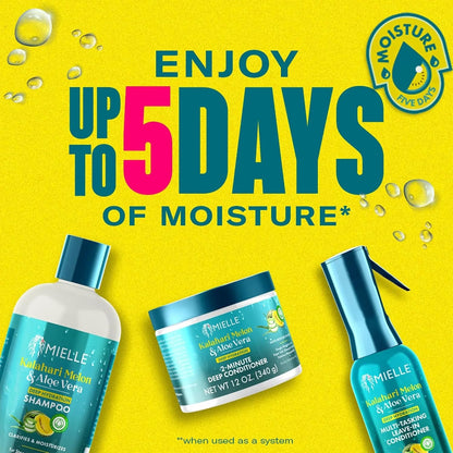 Mielle Organics Kalahari Melon Aloe Deep Sulfate Free Shampoo Hydrating Clarifying Shampoo for Dry Curly Textured Hair Removes Buildup Delivers 5 Days of Moisture 12 Ounce