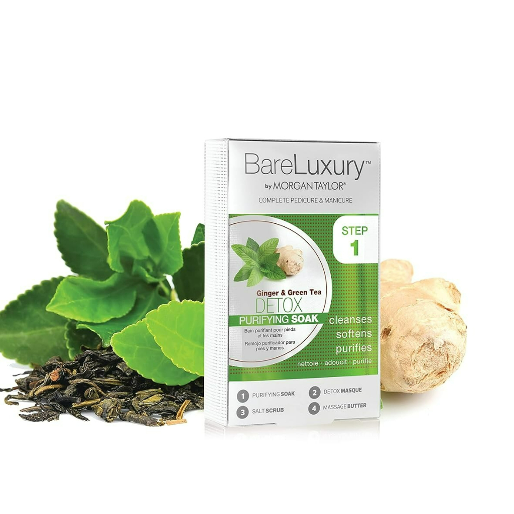 2 Pack Morgan Taylor BareLuxury 4-Step Pedicure Manicure Kit Detox Ginger Green