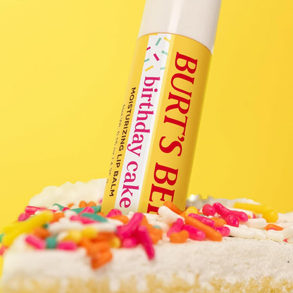 Burt's Bees Birthday Cake Lip Balm, Tint-Free, Natural Origin Lip Care, 1 Tube