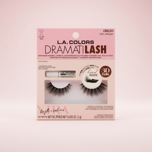 LA Colors Dramatilash Lush Whisper Black False Eyelashes Glue Included CBEL531
