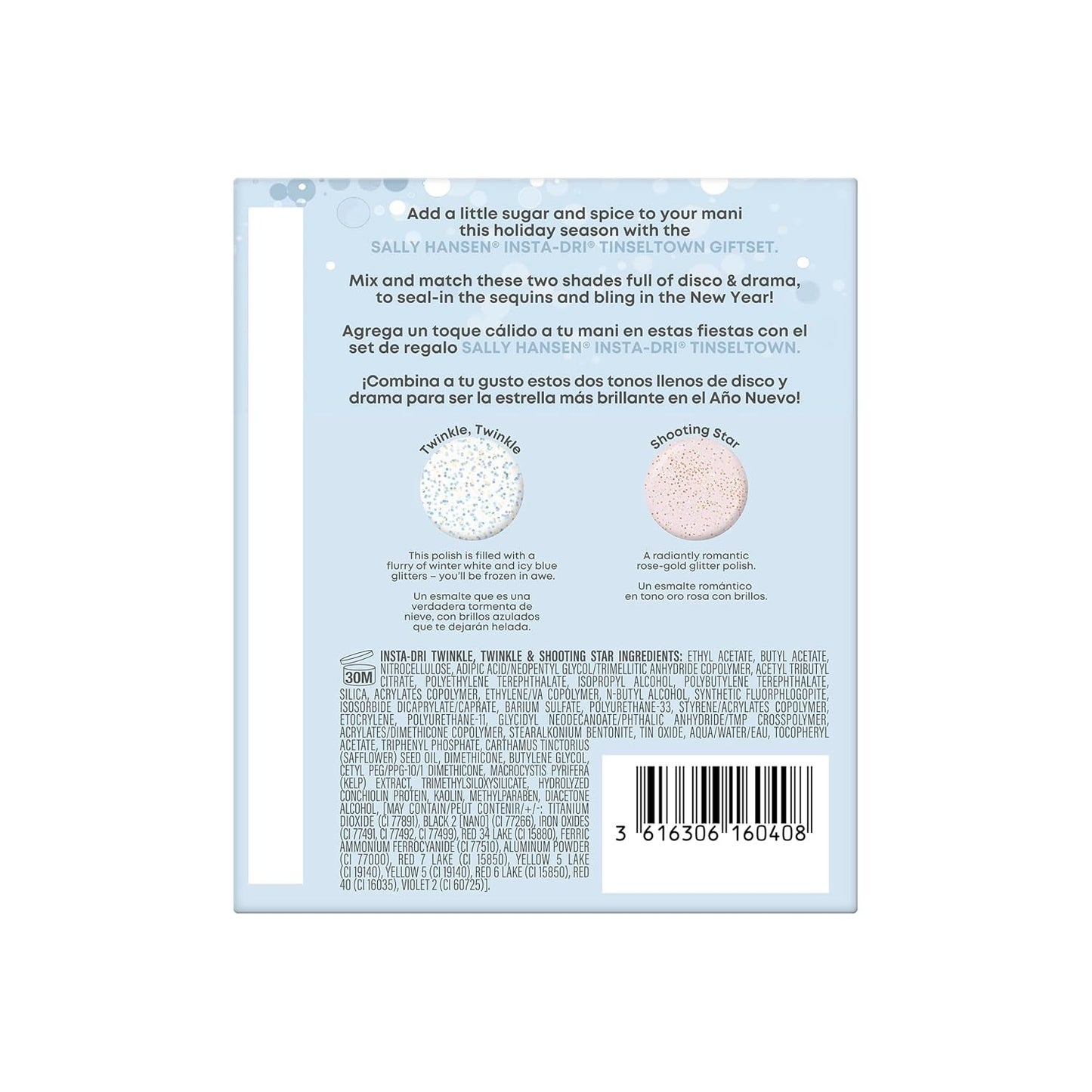 Sally Hansen Insta-Dri®, Twinkle, Twinkle and Shooting Star, Quick Dry, Long Lasting, Streak-Free Shine, Glitter Nail Polishes