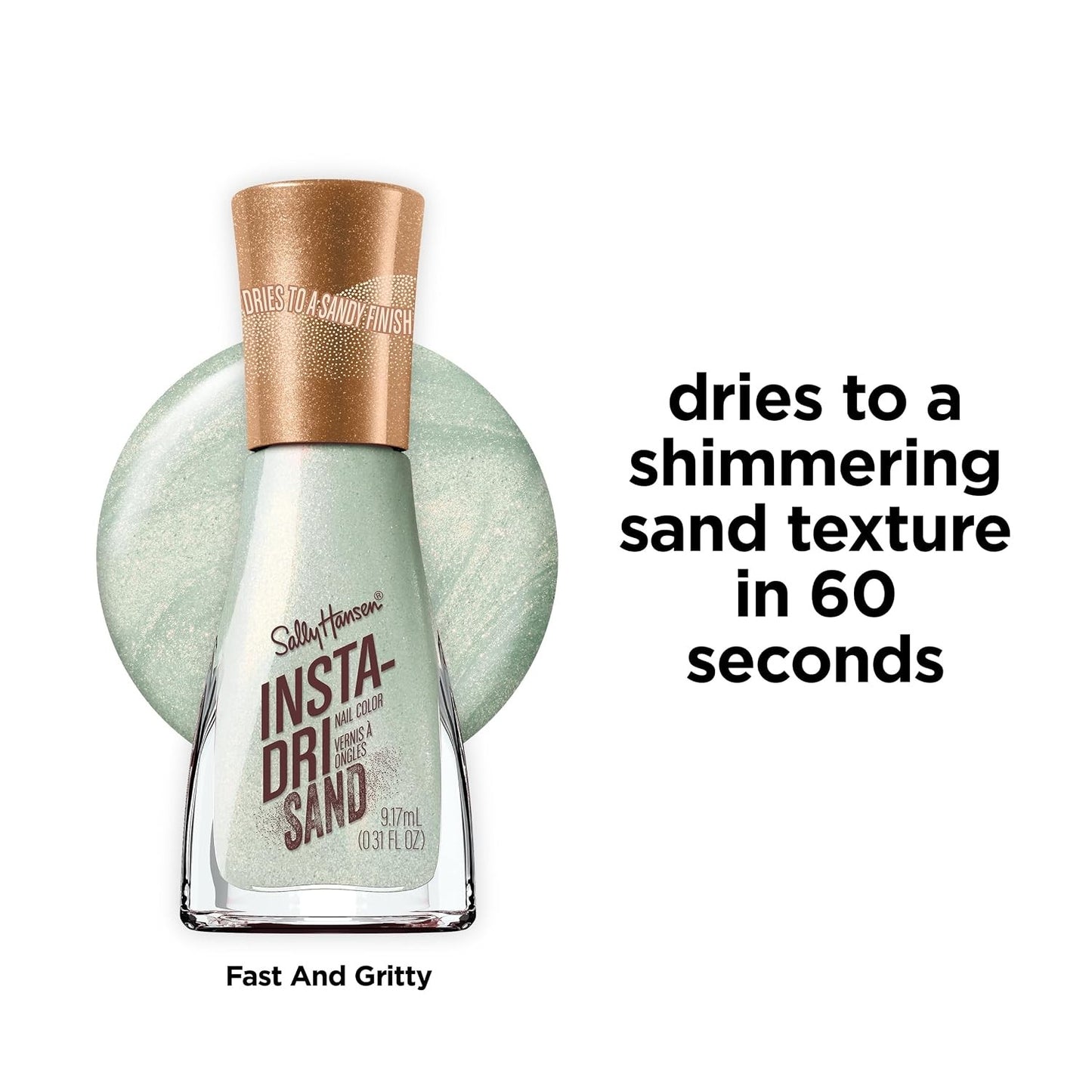 Sally Hansen Insta-Dri 136 Fast Gritty Sage Green Sand Nail Polish Quick Dry