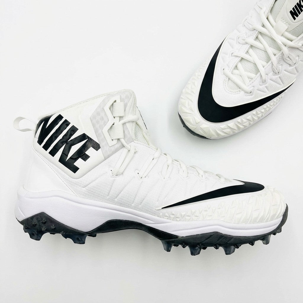 Nike Force Savage Pro Mid White Black Men's Football Cleats Size 16 923306-101