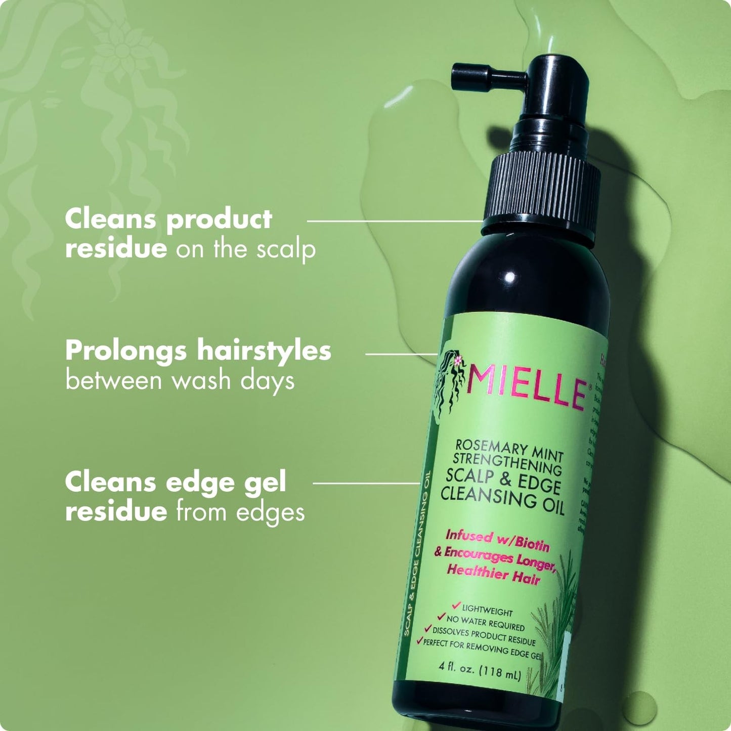 Mielle Organics Rosemary & Mint Scalp & Edge Cleansing Hair Oil - No-Rinse 4 oz