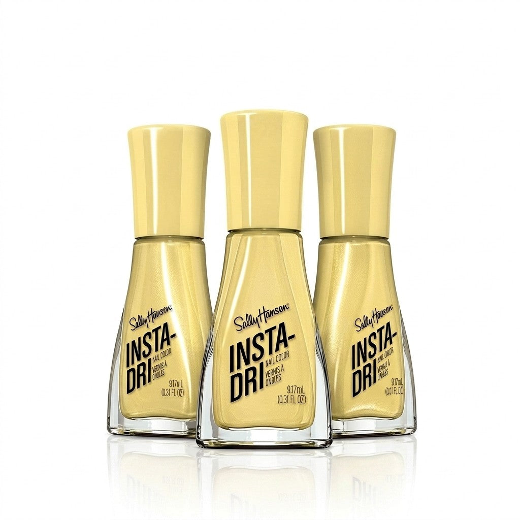 3x Sally Hansen Insta-Dri Nail Polish 530 Does Not Comcute Pale Yellow Lacquer
