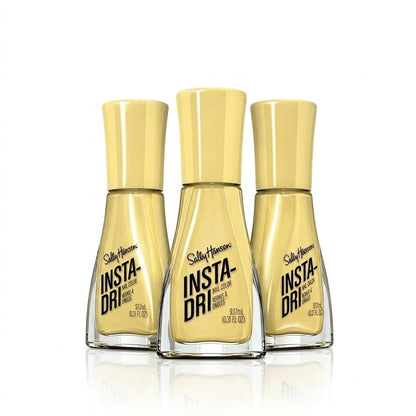 3x Sally Hansen Insta-Dri Nail Polish 530 Does Not Comcute Pale Yellow Lacquer