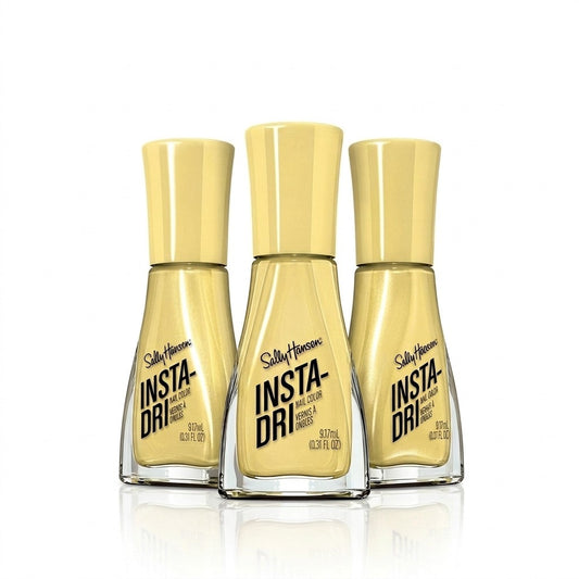 3x Sally Hansen Insta-Dri Nail Polish 530 Does Not Comcute Pale Yellow Lacquer