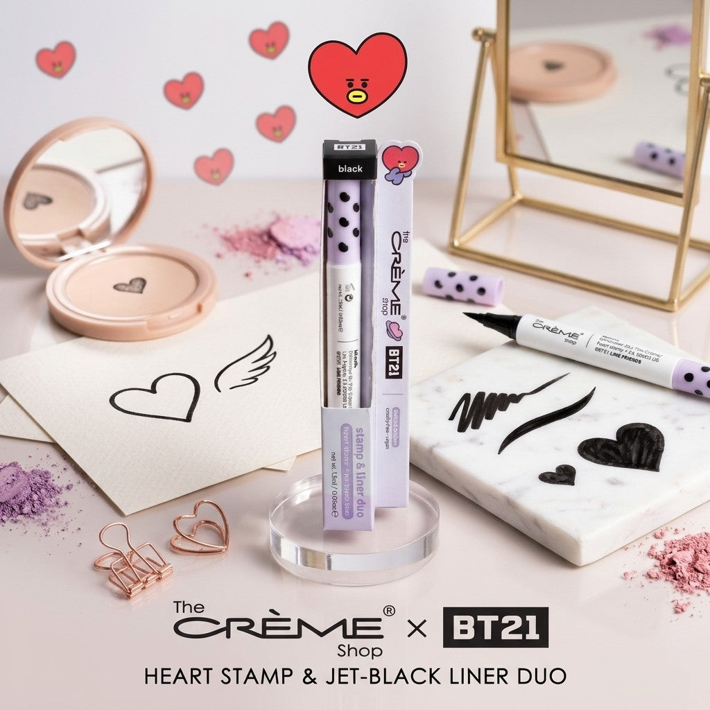 The Crème Shop BT21 Tata Heart Stamp & Jet Black Eyeliner Duo Limited Edition