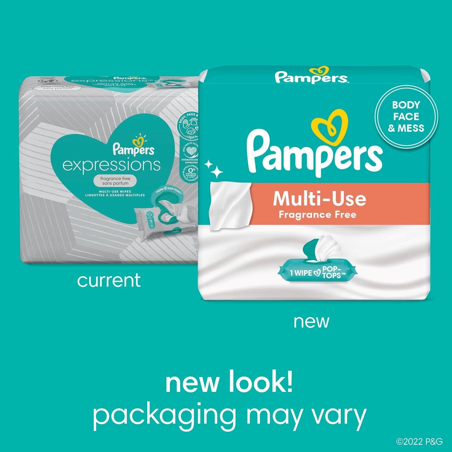 Pampers Multi-Use Wet Wipes 1X Pop-Top Hypoallergenic and Dermatologist 56 wipes