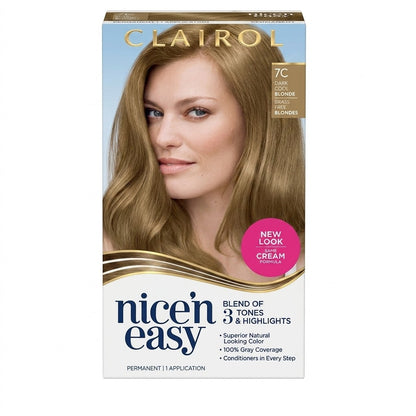 Clairol Nice'n Easy Permanent Hair Dye, 7C Dark Cool Blonde | Pack of 1