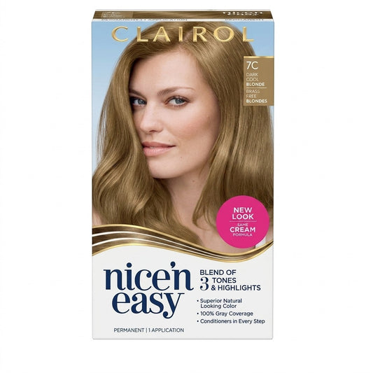 Clairol Nice'n Easy Permanent Hair Dye, 7C Dark Cool Blonde | Pack of 1