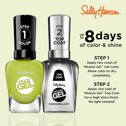 Sally Hansen Miracle Gel Salon Quality Nail Polish Gel Like Formula Two Step System No UV Light Needed Long Lasting Opaque Glossy 764 Cactus Makes Perfect Crème Green Nail Polish