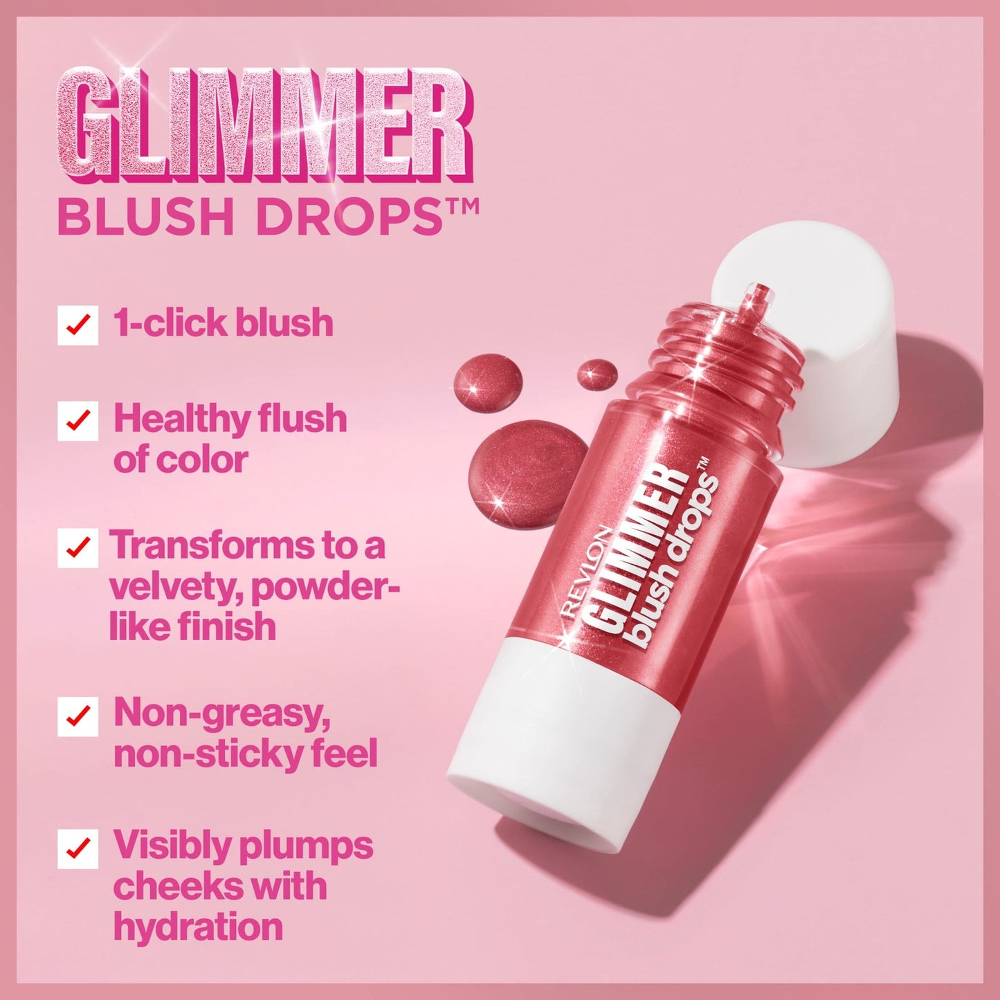 2 Pack Revlon Glimmer Blush Drops Liquid Cheek Blush 102 Pink It Over 0.32oz