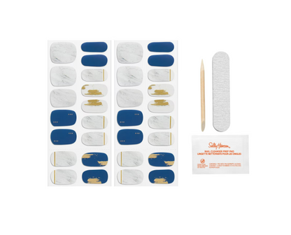 Sally Hansen Salon Effects Nail Strips | No UV Light Needed, No Dry Time, Long-Lasting, Non-Damaging | 32 Nail Strips, 1 Cuticle Stick, Nail File, Prep Pad | Call of Blue-ty