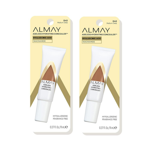 2 Pack Almay Ageless Hydrating Concealer 040 Medium Deep Hyaluronic Acid 0.37oz
