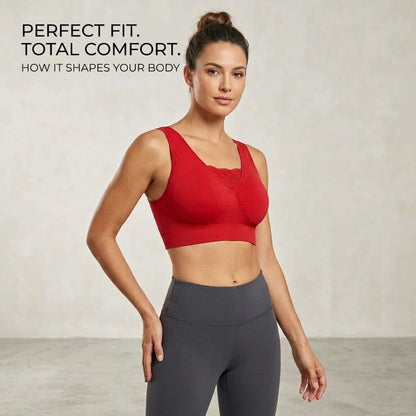 Rhonda Shear Red Seamless Lace Trim Bra Wirefree Comfort Size Small S NWOT
