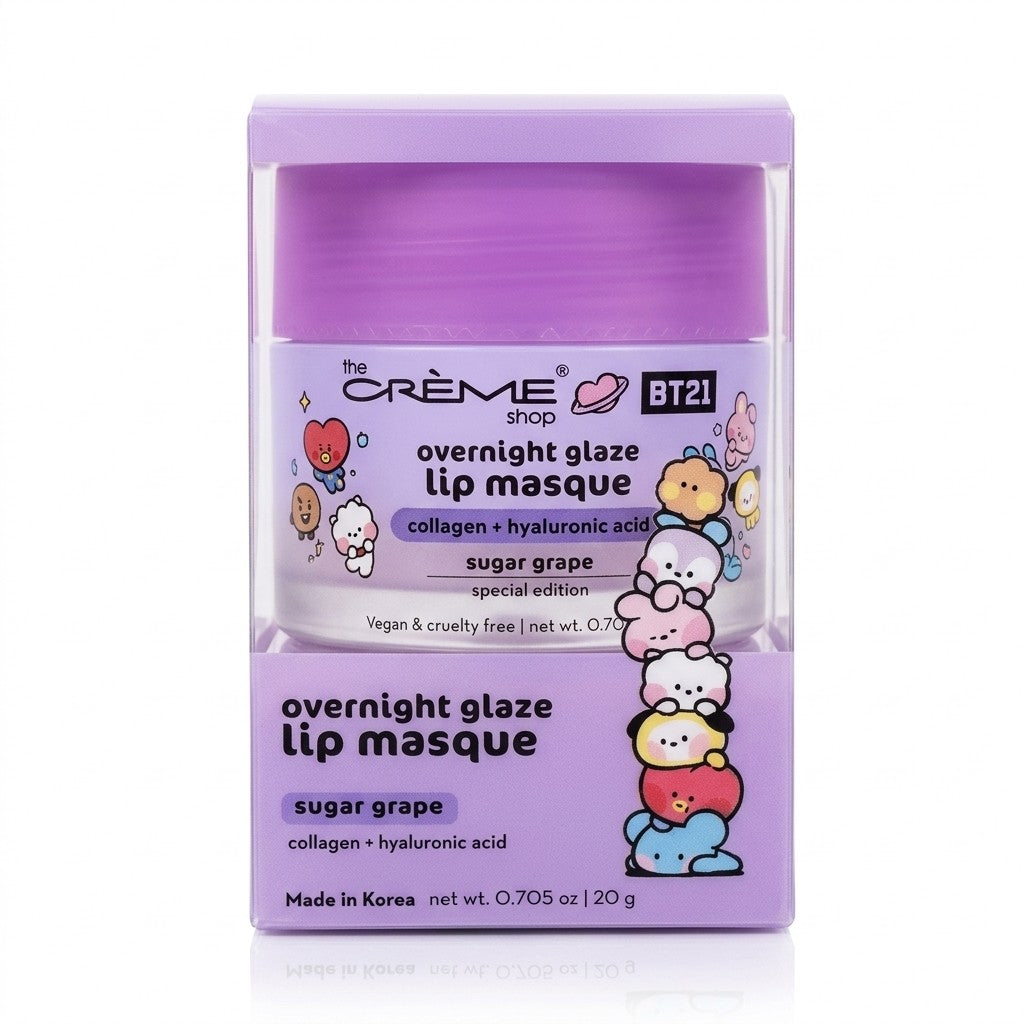 The Crème Shop BT21 Sugar Grape Overnight Glaze Lip Masque Collagen HA 20g