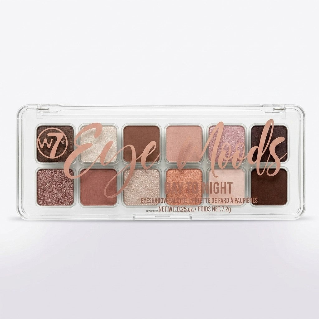W7 Eye Moods Day To Night Eyeshadow Palette 12 Shades Matte Shimmer Vegan 7.2g