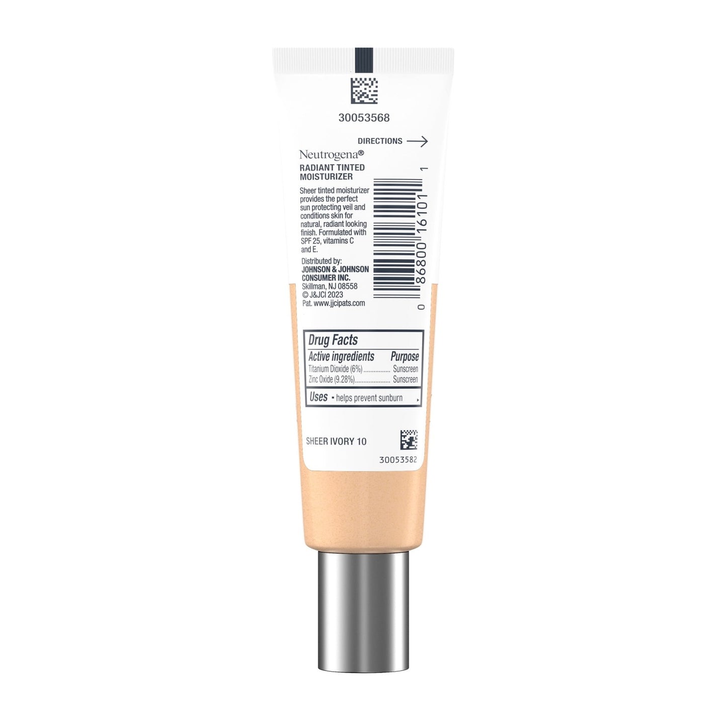 Neutrogena Radiant Tinted Face Moisturizer, Sheer Ivory 10, 1.1 fl. oz