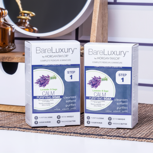 2 Pack Morgan Taylor BareLuxury 4-Step Pedicure Manicure Kit Lavender Sage Calm