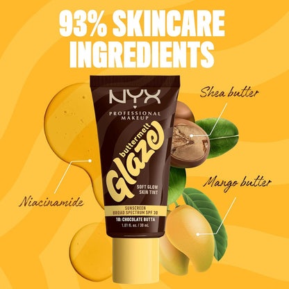 2 Pack NYX Buttermelt Glaze Soft Glow Skin Tint SPF 30 10 Chocolate Butta