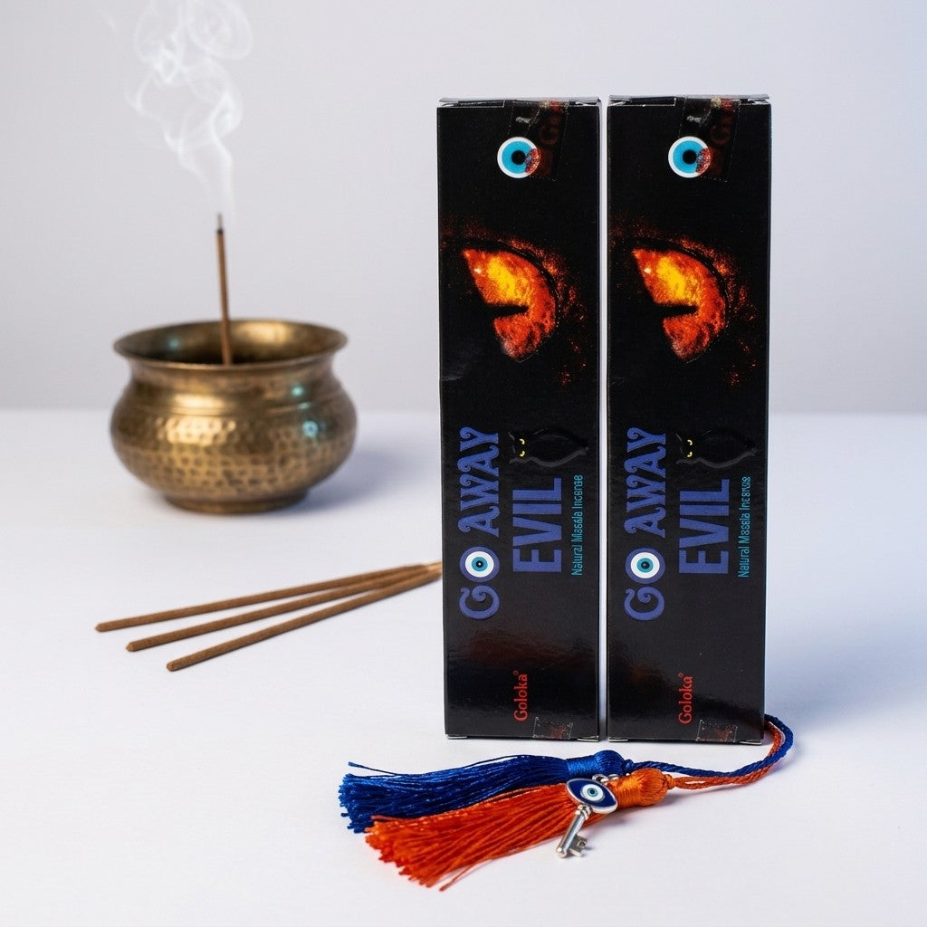 Goloka Go Away Evil Natural Masala Incense Sticks 15g (2 Pack) Protection