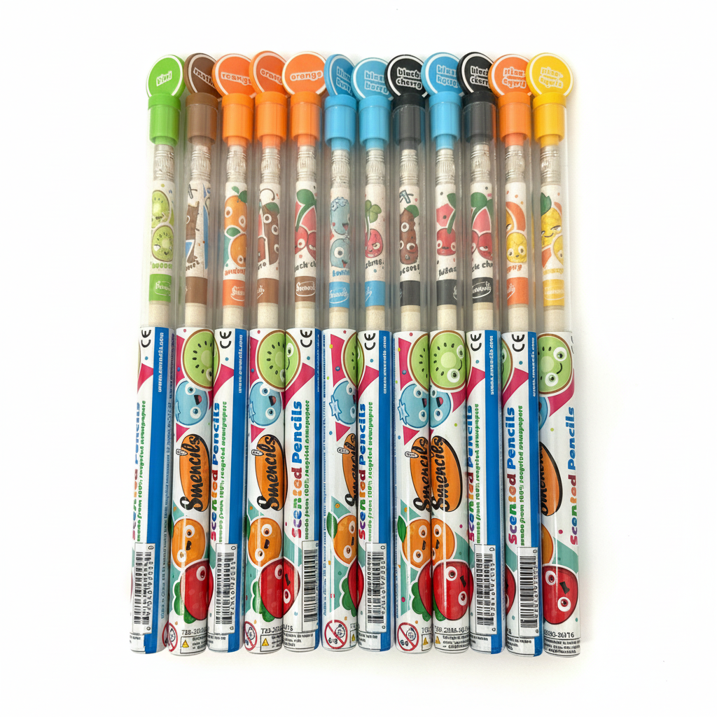5 Pack Assorted Scented Smencils Graphite Pencils HB #2 Recycled Newspape