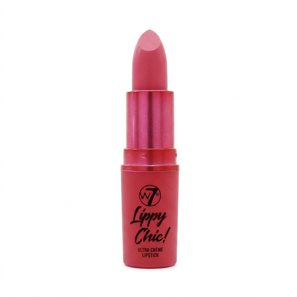 W7 Lippy Chic Ultra Creme Lipstick Back Chat Long Lasting Pink Satin Lip Makeup