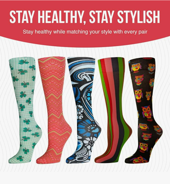 Celeste-Stein-CMPS-2144 Womens 8-15 mmHg Compression Sock - Colorful Daisies