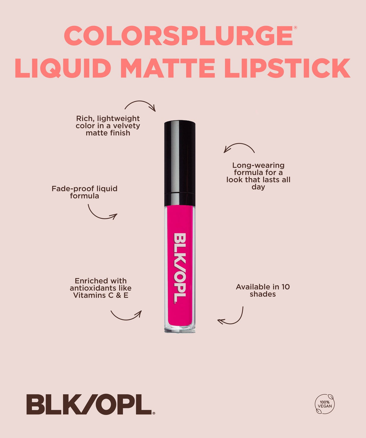 BLK/OPL Colorsplurge Liquid Matte Lipstick, Highly Pigmented, Text Me 0.21 Ounce
