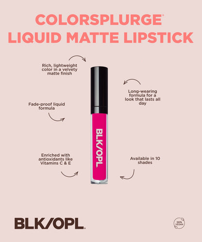 BLK/OPL Colorsplurge Liquid Matte Lipstick, Highly Pigmented, Text Me 0.21 Ounce