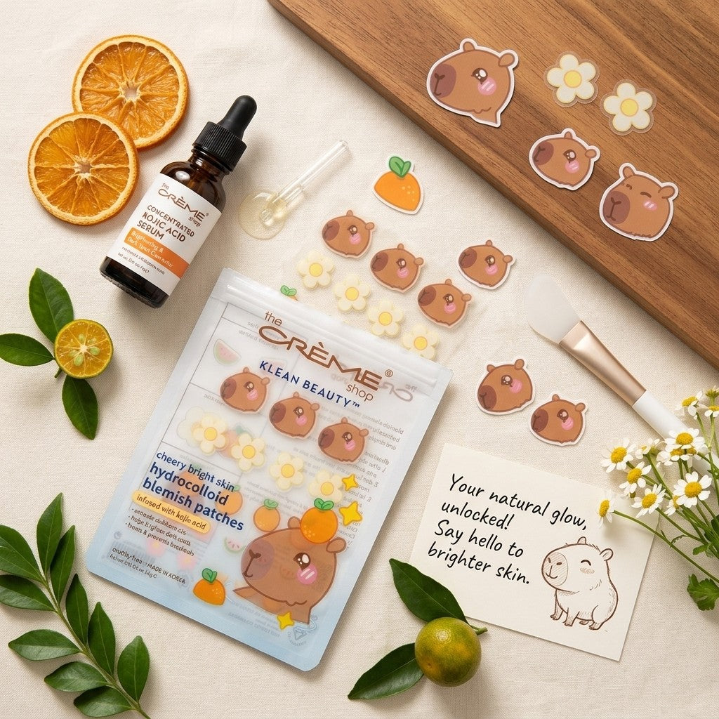The Creme Shop Klean Beauty Kojic Acid Hydrocolloid Blemish Patches Capybara 21c