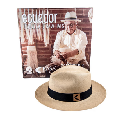 Toquilla Straw Panama Hat Ecuador Handwoven (M58) - Fedora Style with Gift Bag